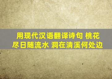 用现代汉语翻译诗句 桃花尽日随流水 洞在清溪何处边